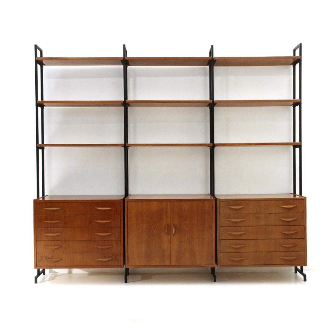 Italian Bookcase with 2 Drawers and Shelves, 1960s
