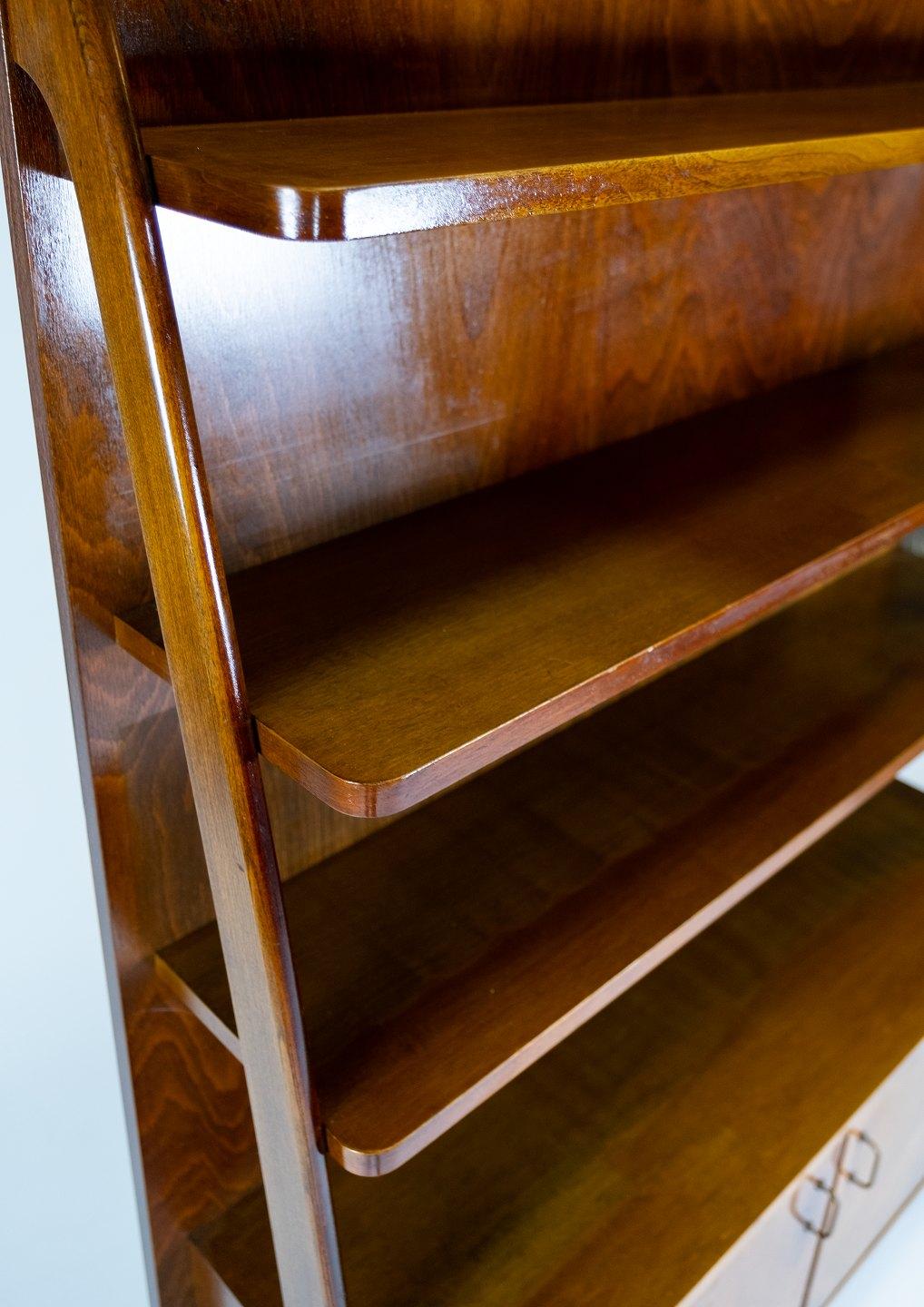 Bookcase with Cabinet Beneath in Walnut of Danish Design from the 1950s 1