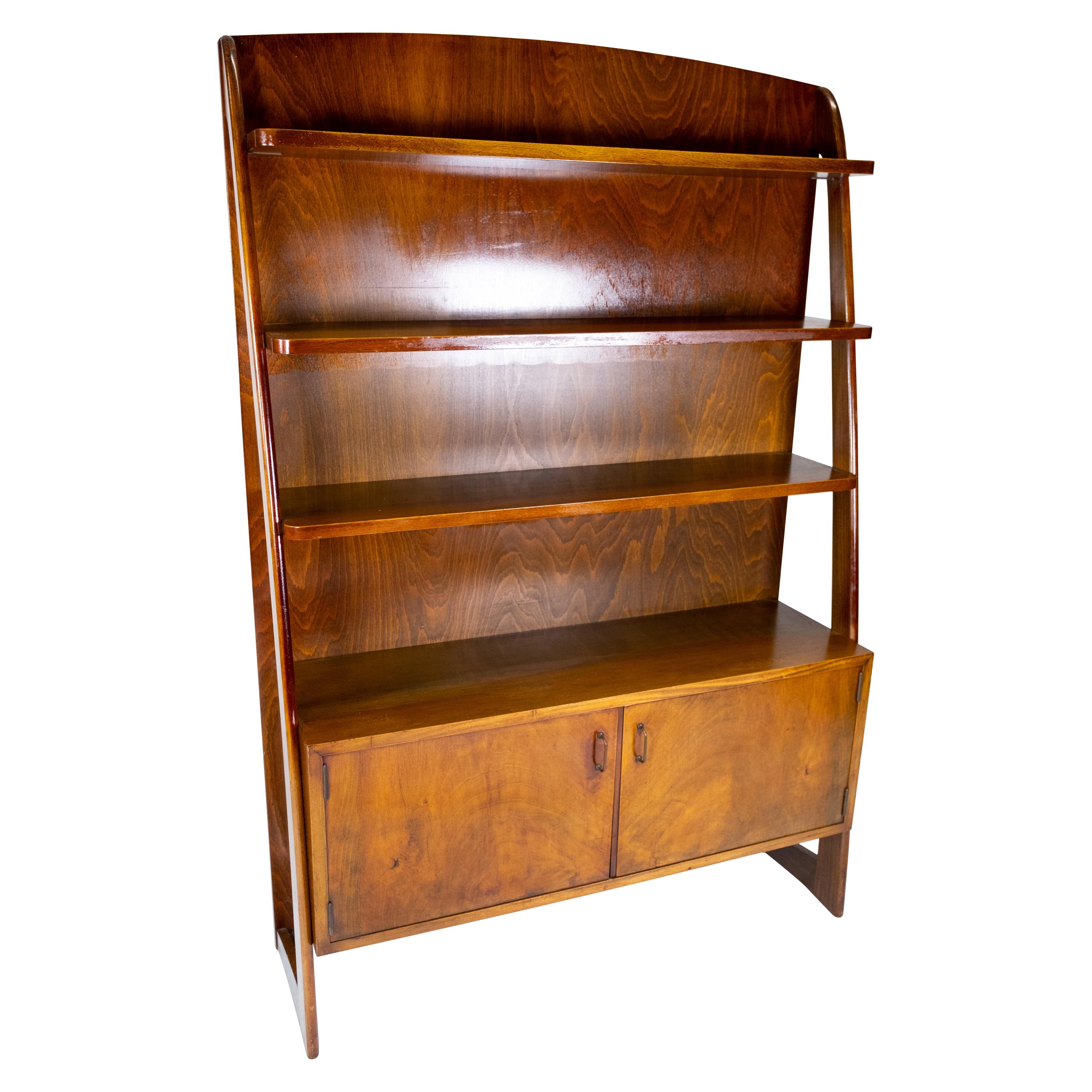 Bookcase with Cabinet Beneath in Walnut of Danish Design from the 1950s
