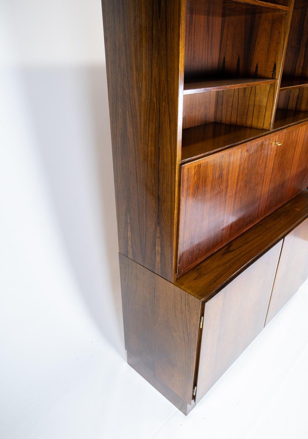 Danish Bookcase with Cabinets in Rosewood, Model No. 9, Designed by Omann Junior For Sale