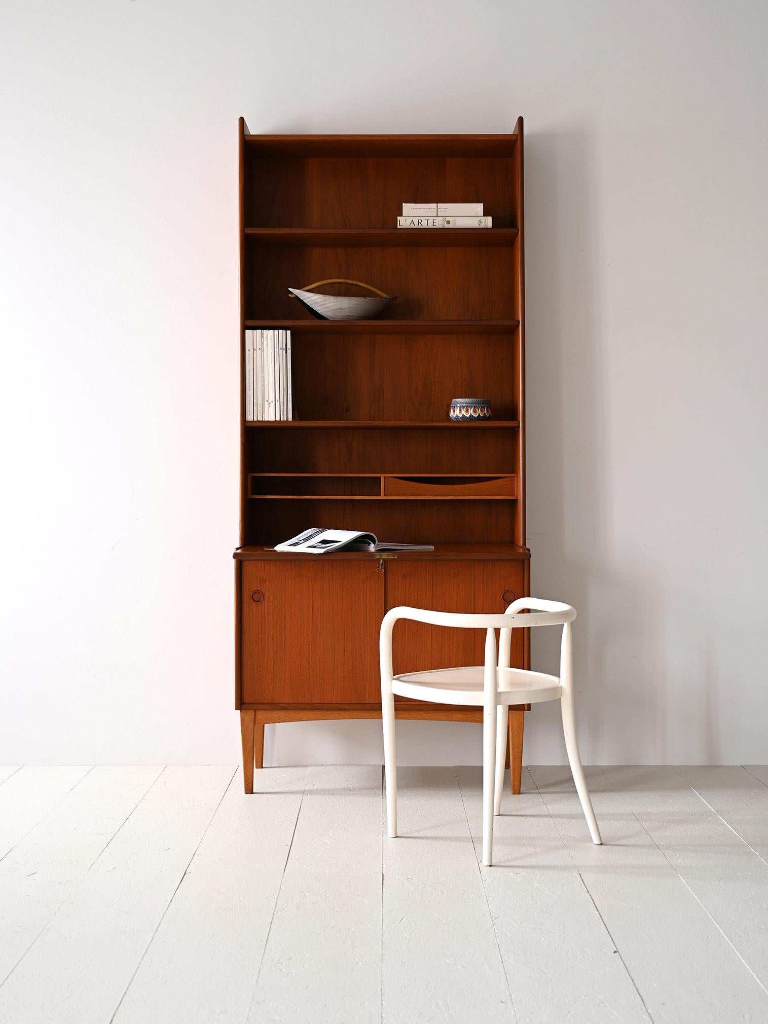 Scandinavian Modern Bookcase with drop-down desk