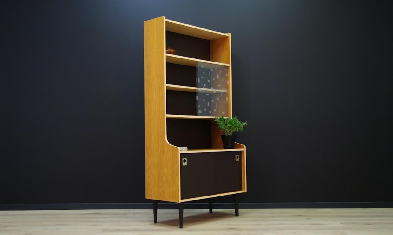 Ash Bookcase with Glass Danish Design Midcentury