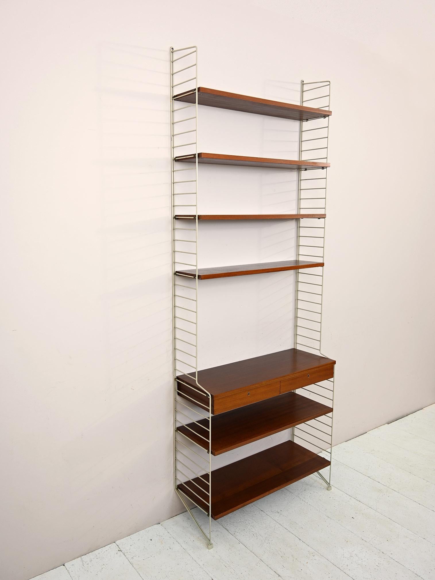 Bookcase with Metal Frame 'String' at 1stDibs