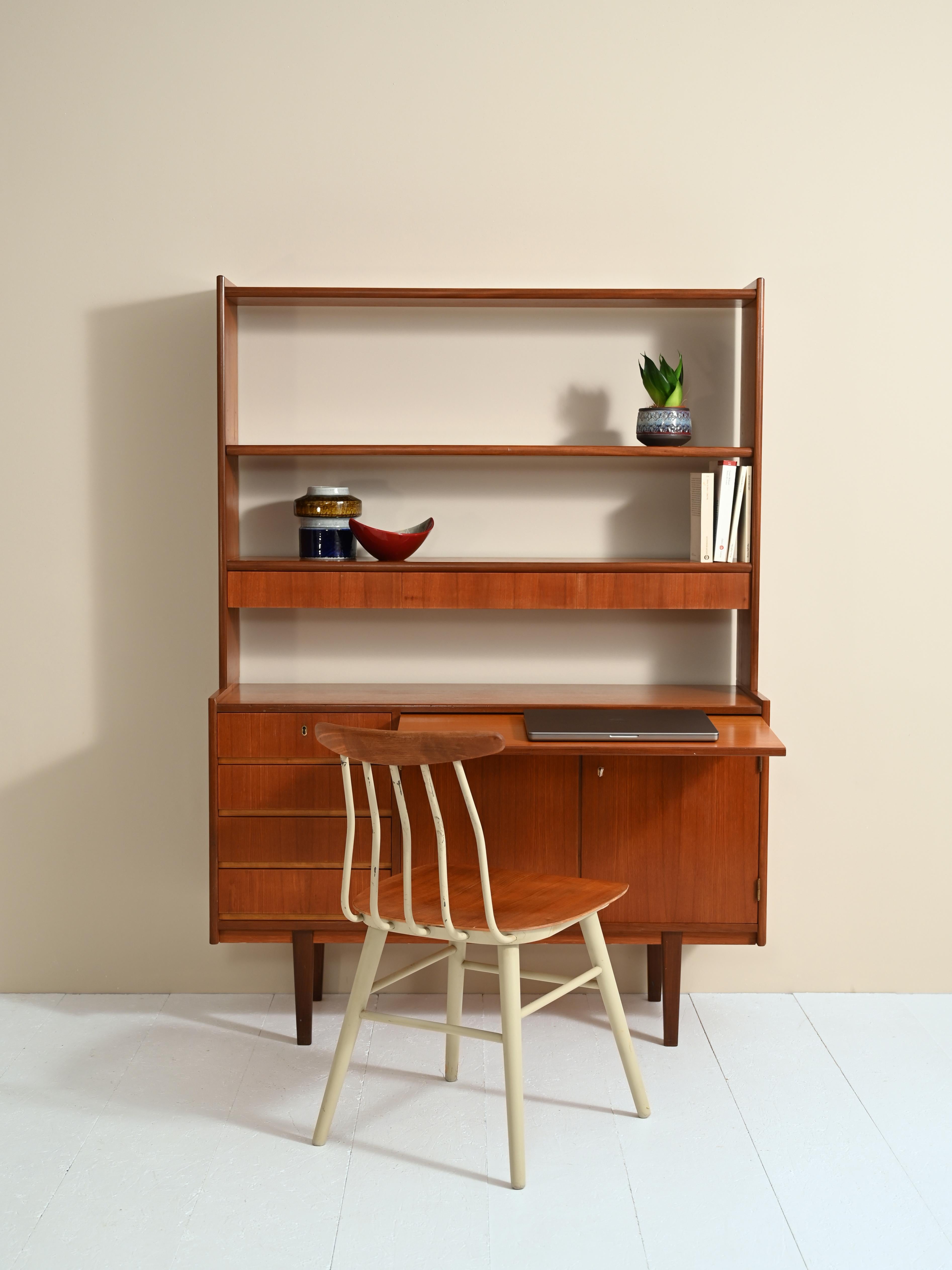 Danish Bookcase with Pull-Out Shelf