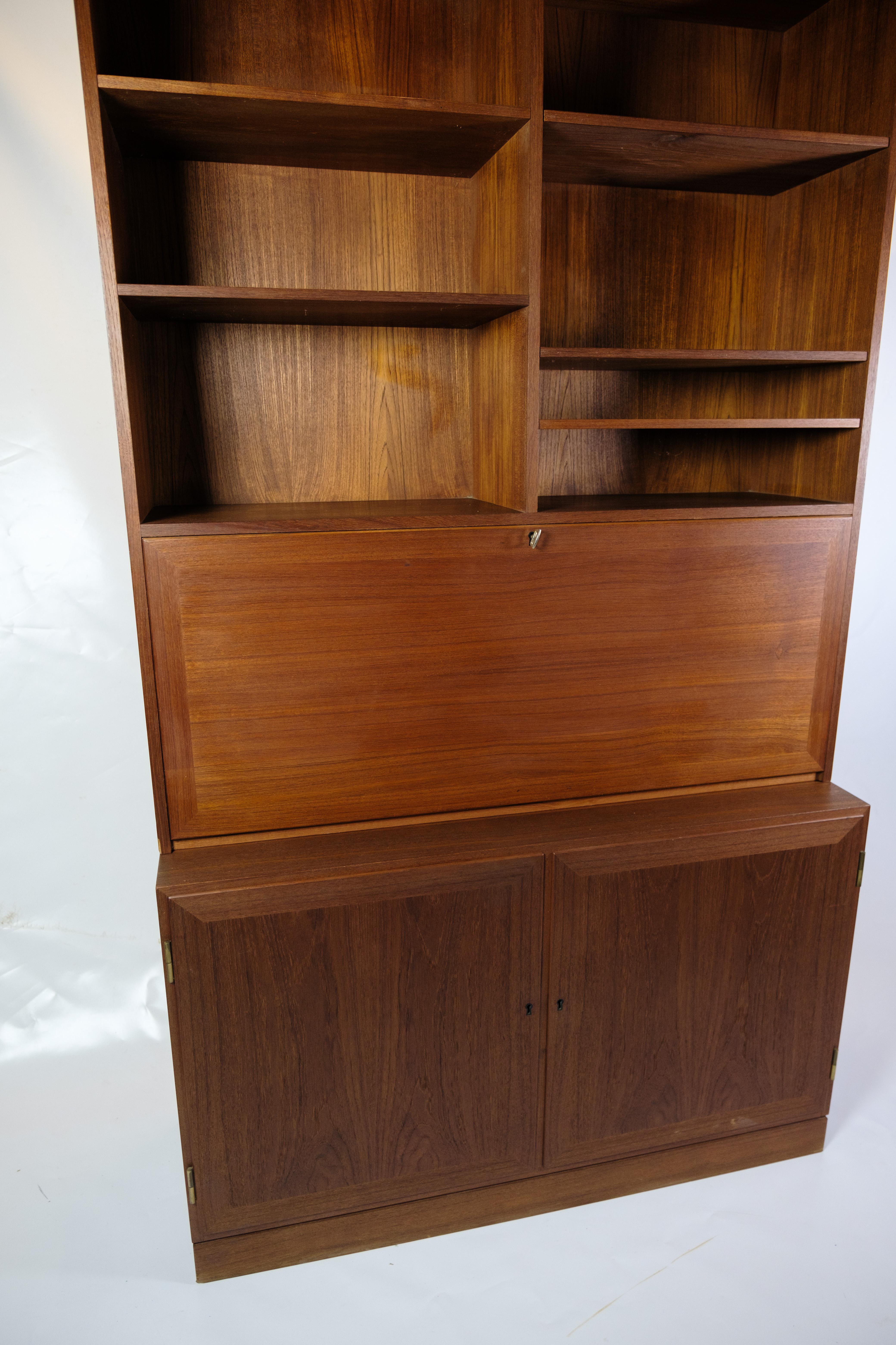 Mid-Century Modern Bookcase With Secretary/Desk Made In Teak, Danish Design From 1960s For Sale