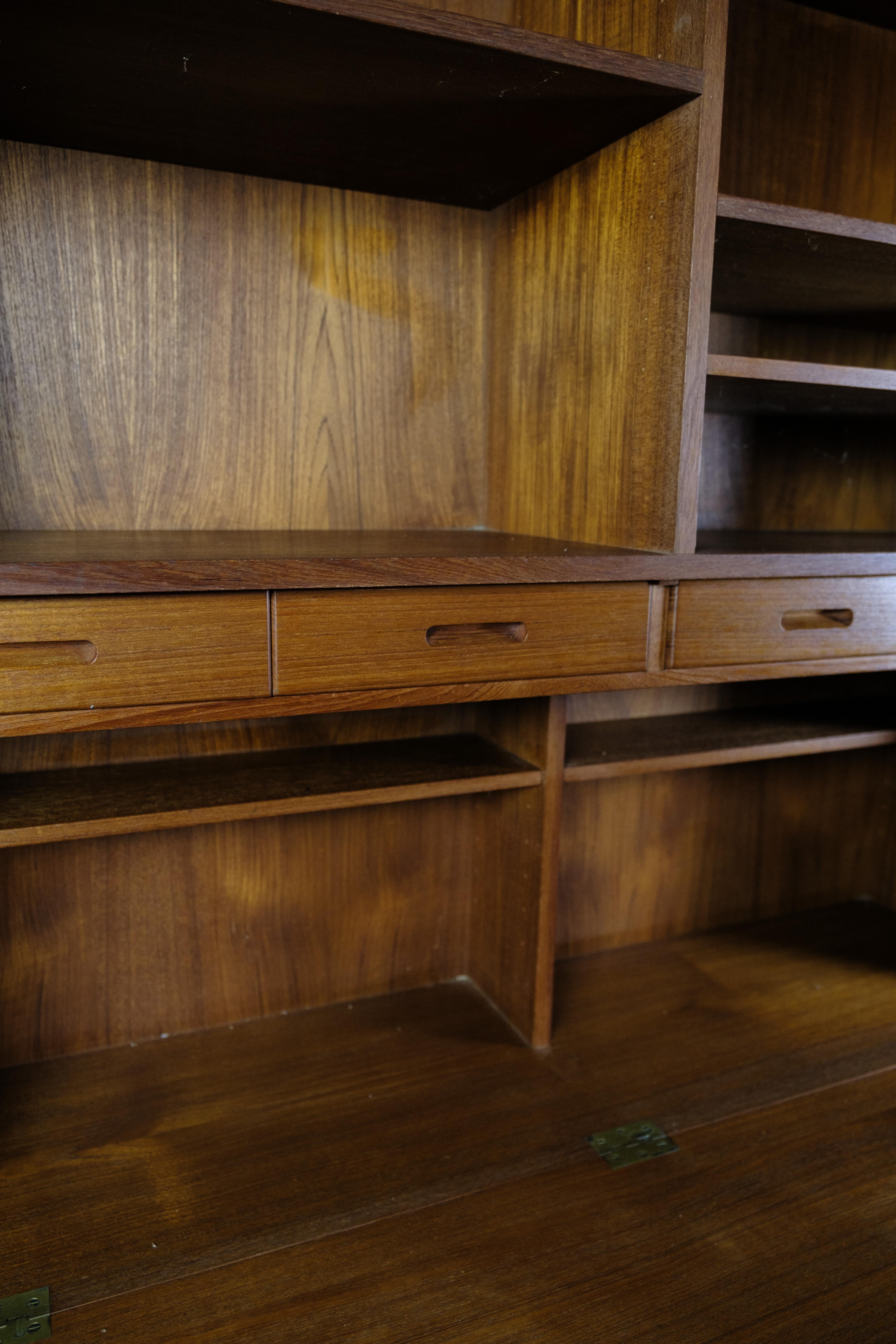 Mid-20th Century Bookcase With Secretary/Desk Made In Teak, Danish Design From 1960s For Sale