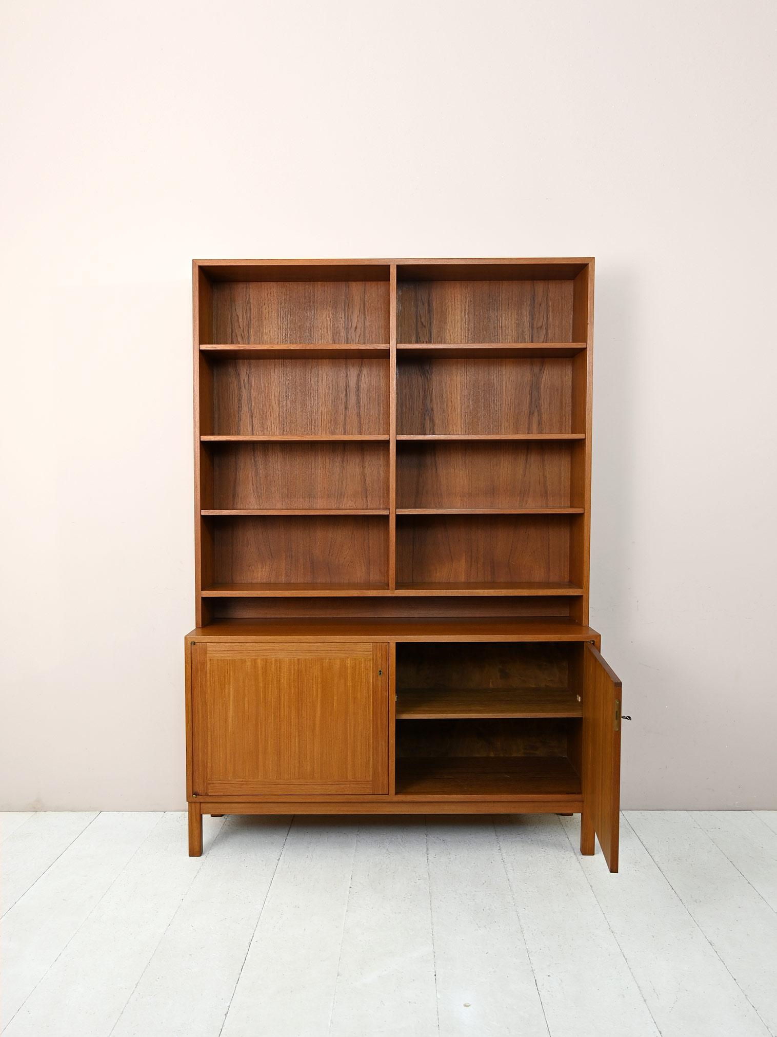 Scandinavian Modern Bookcase with Sideboard For Sale