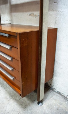 Bookcase with Wooden Structure with Aluminum Details, Italy, 1950s