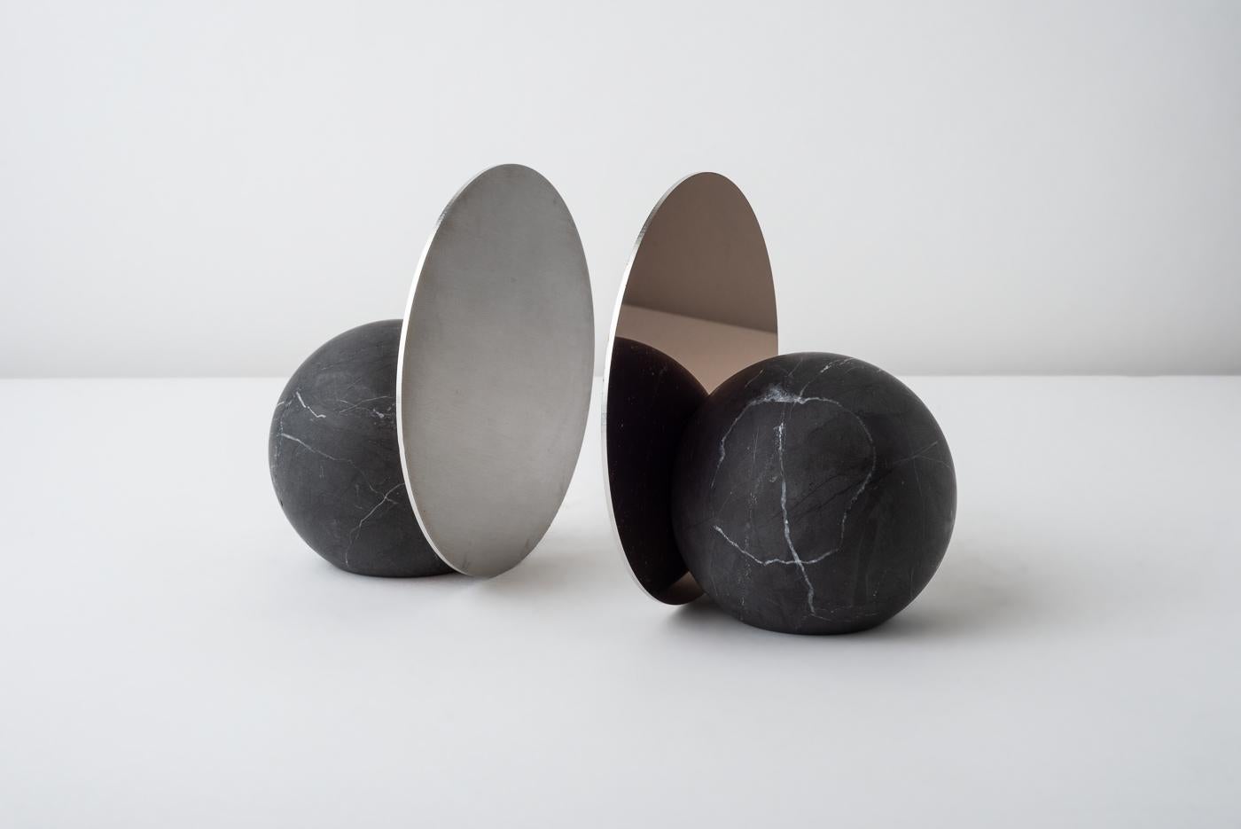 Bookend Black Marble and Stainless Steel 5