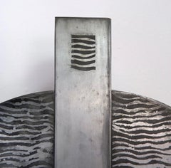Mid-Century Modern Zinc Bookend Sculpture, Abstract Design