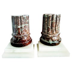 Bookends Alabaster & Marble Column  Desk Grand Tour Style Italy 50s