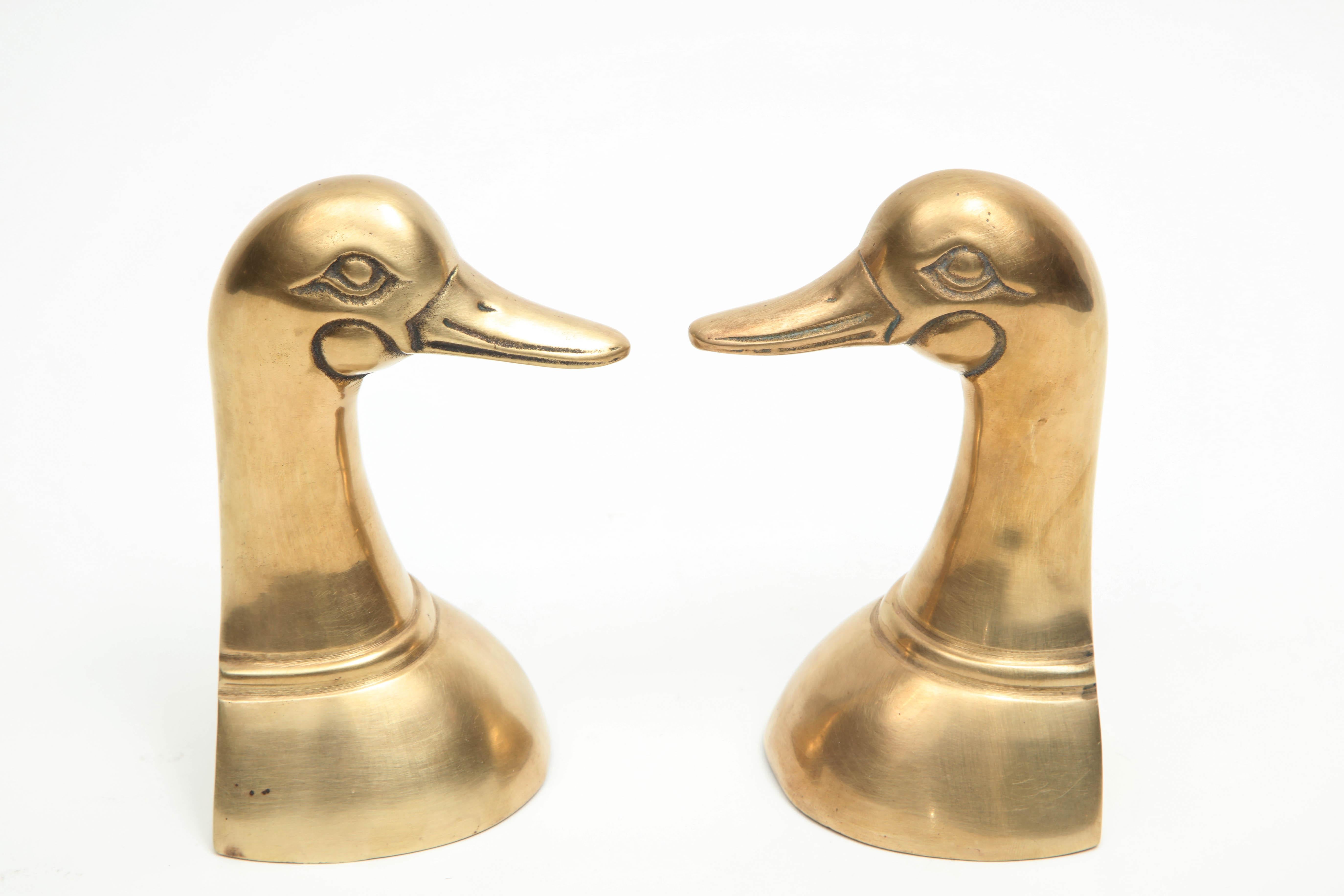 Polished Bookends, Brass Ducks