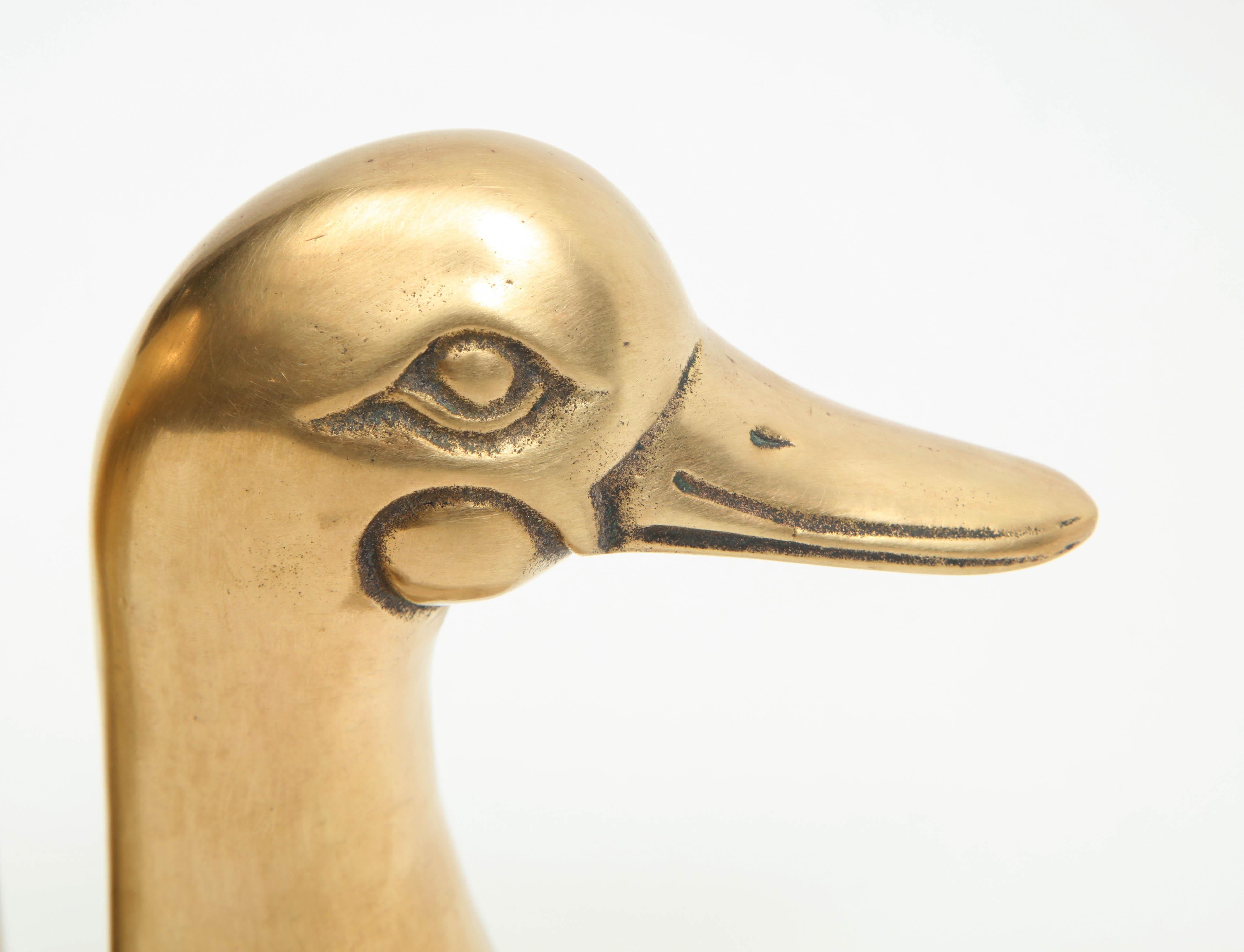 Mid-20th Century Bookends, Brass Ducks