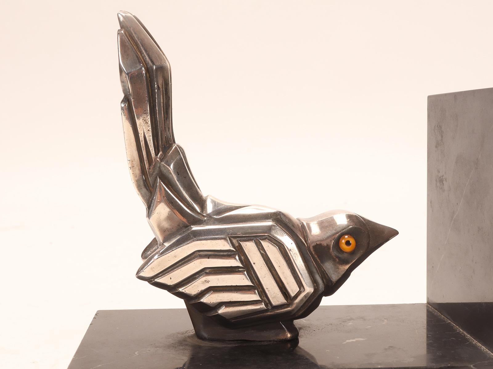 Bookends by Hippolyte Francois Moreau, depicting sparrow birds, France 1925.  For Sale 1