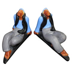 Bookends Ceramic Rometti Umbertide Art Decò Dante Baldelli Futurism Italian