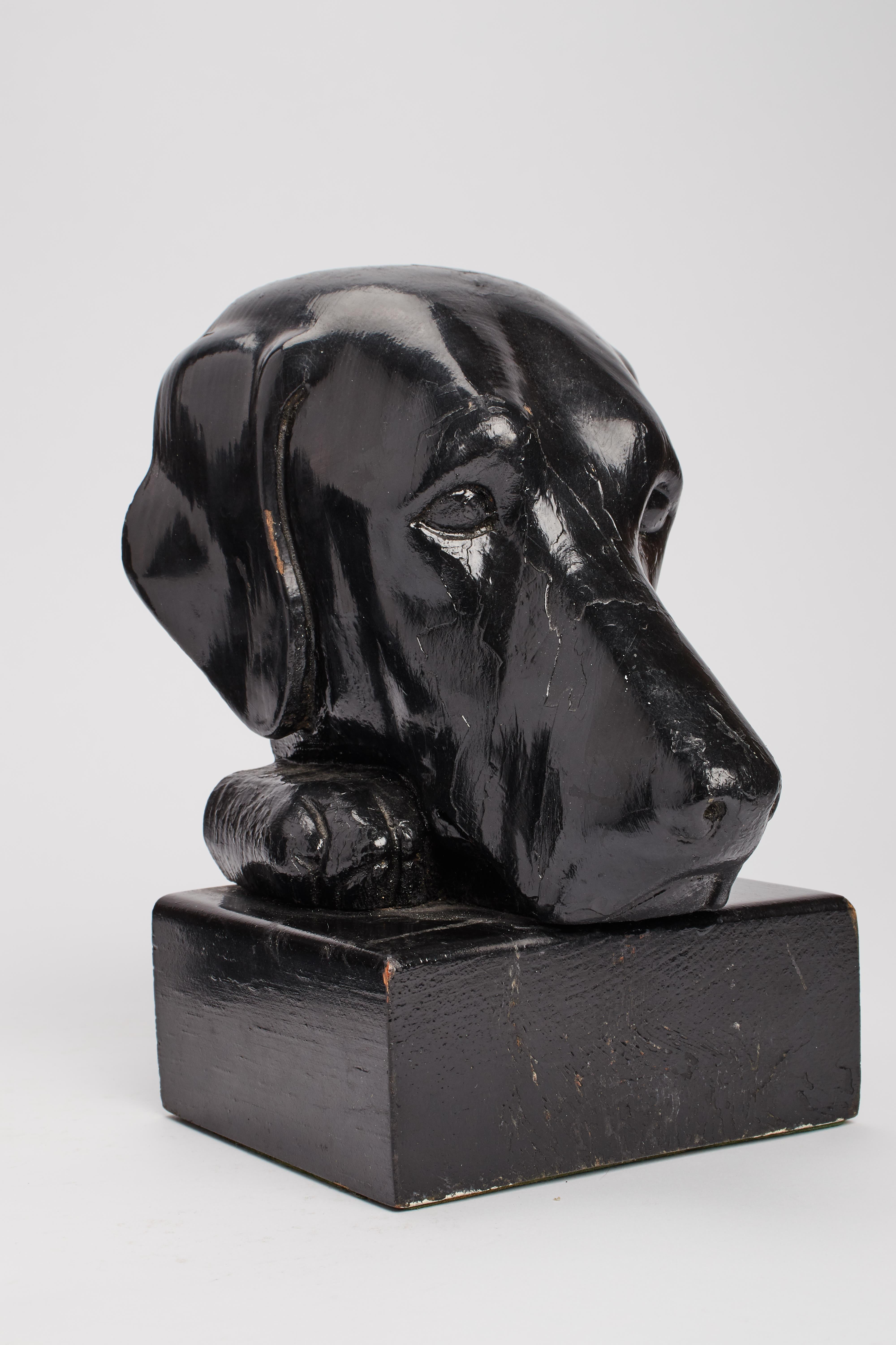 19th Century Bookends depicting the heads of black labrador dogs, England 1890. For Sale