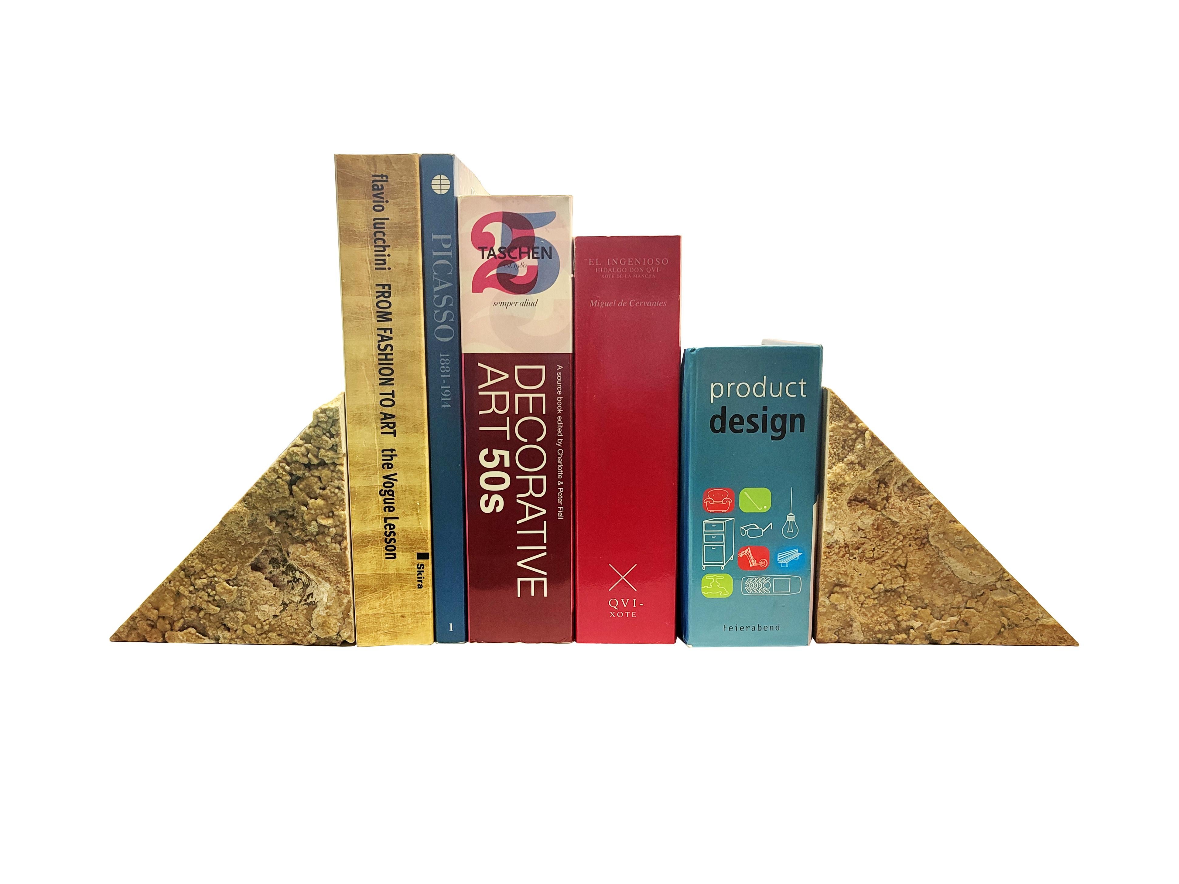 Post-Modern Bookends Design Roman Travertine Marble Natural Coastal Unique Piece Quarry Deco For Sale