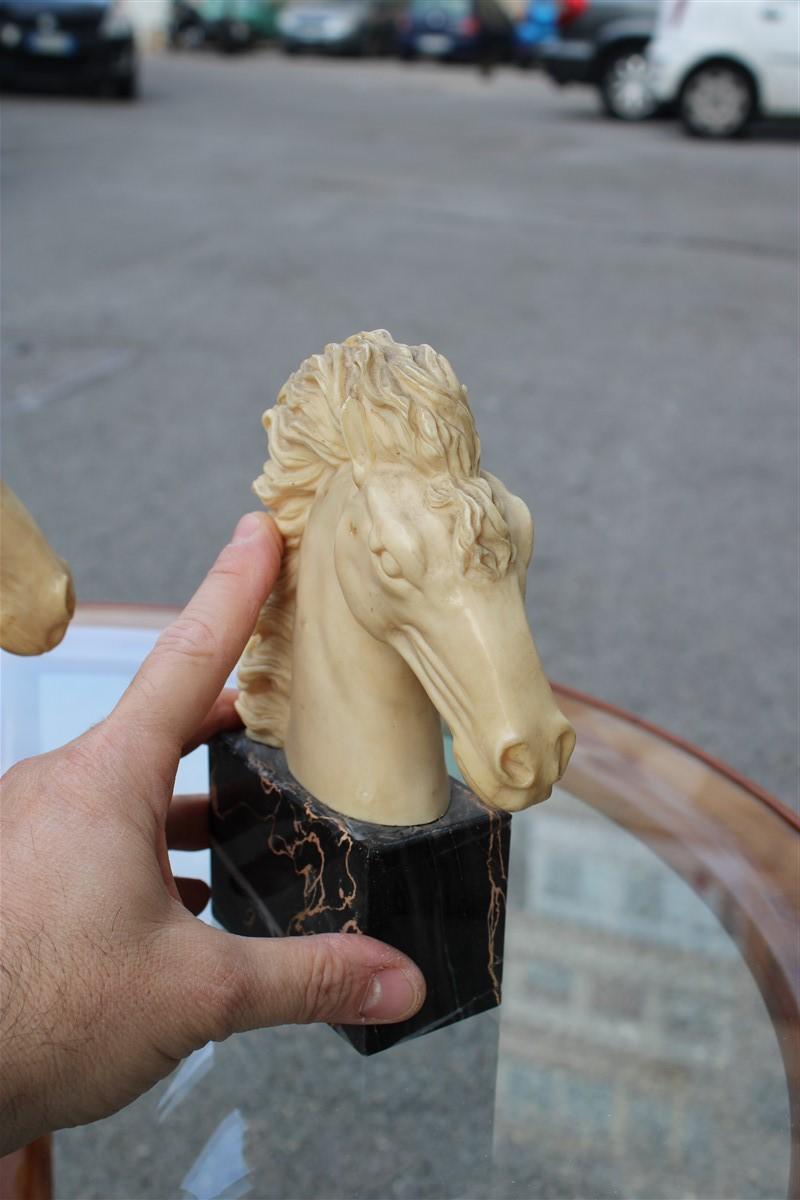 Bookends Horse Faux Ivory and Portoro Marble Italian Design, 1950s In Good Condition For Sale In Palermo, Sicily