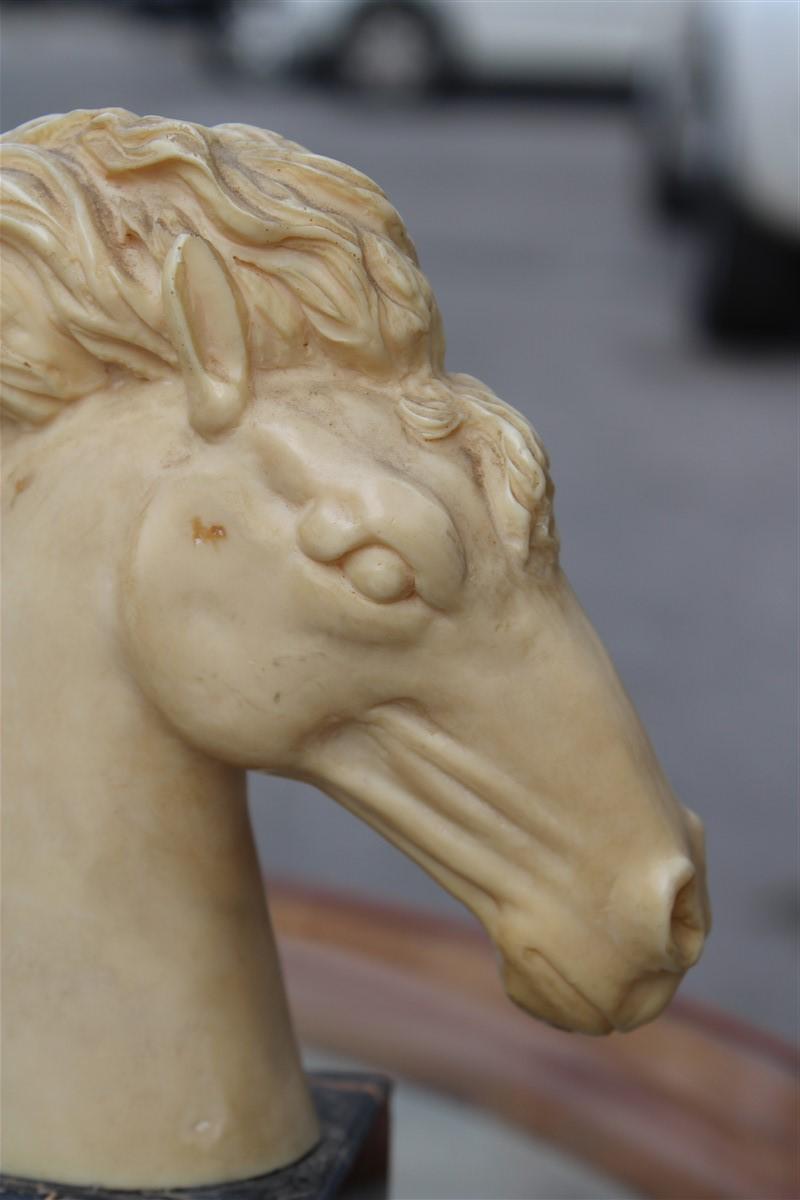 Mid-20th Century Bookends Horse Faux Ivory and Portoro Marble Italian Design, 1950s For Sale
