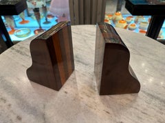 Art Deco Wood Bookends, French Design, 1930, Vintage Home Accent Decor