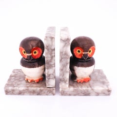 Bookends, Owls Made of Alabaster, Italy