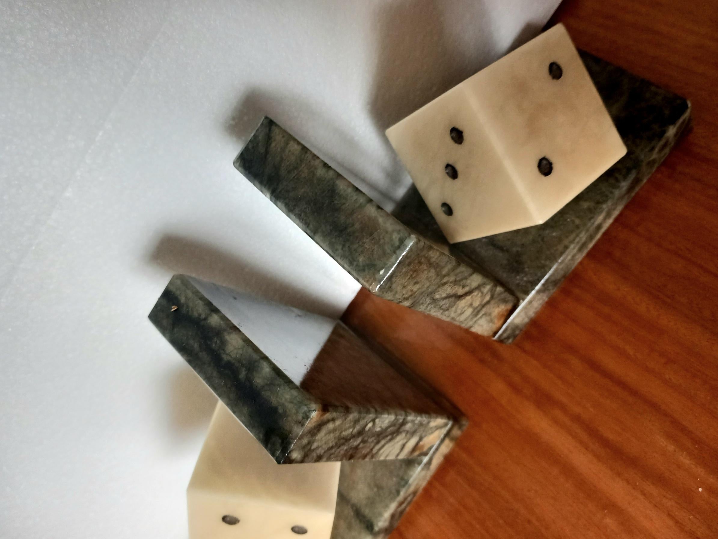 Bookends Pair of Alabaster or Marble Dice-Shaped Spain 20th Century For Sale 2