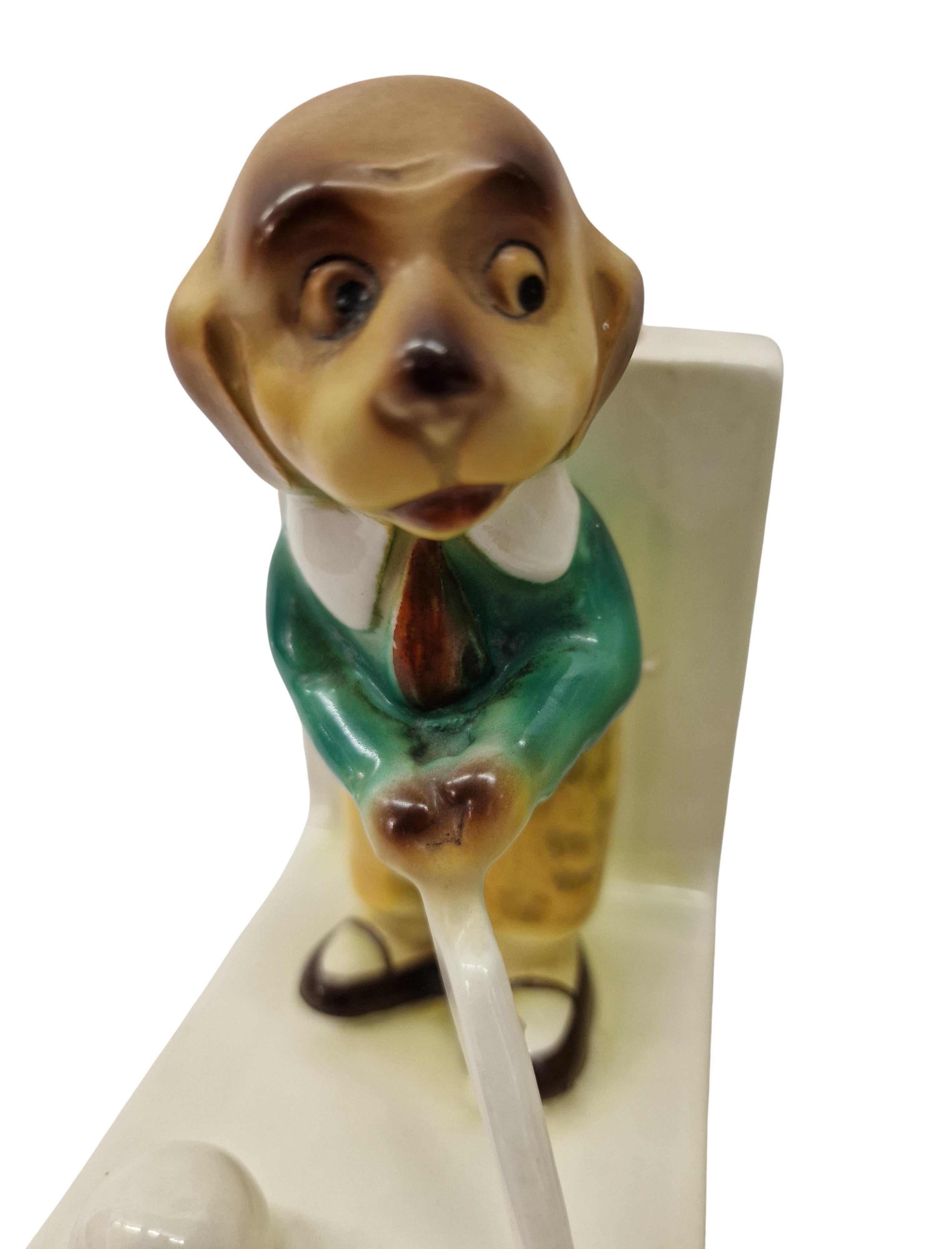 Bookends pair of cricket-playing dogs, porcelain, Art Deco, before 1923, England 4