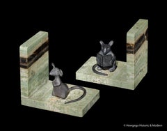 Bookends Sculpture Mouse Bronze Marble Art Deco Playful Knowledge