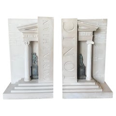 Bookends Temple of Zeus Olympus and Athena Plaster Architectural Biblot Antique