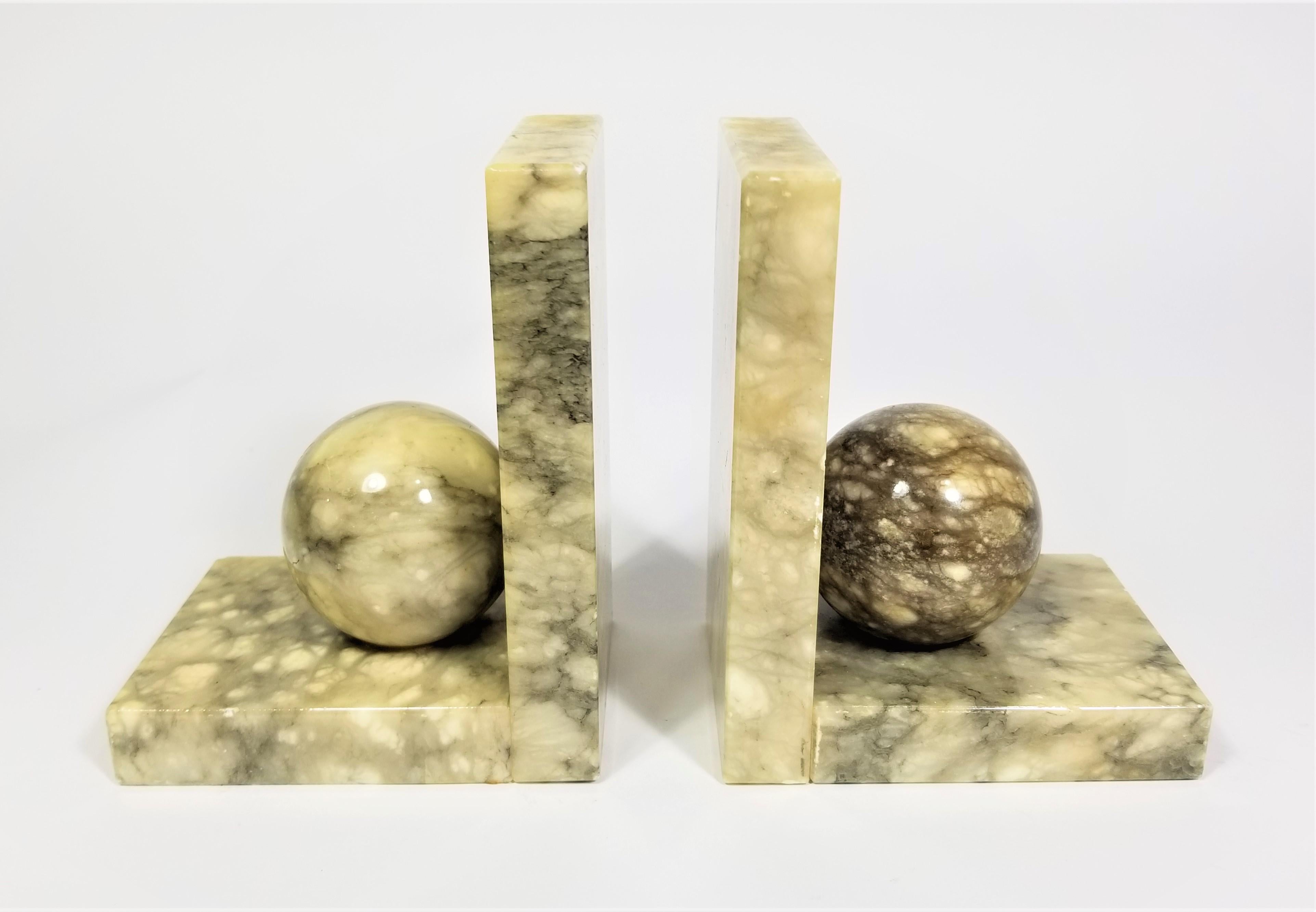 Pair of vintage Italian Alabaster marble bookends.