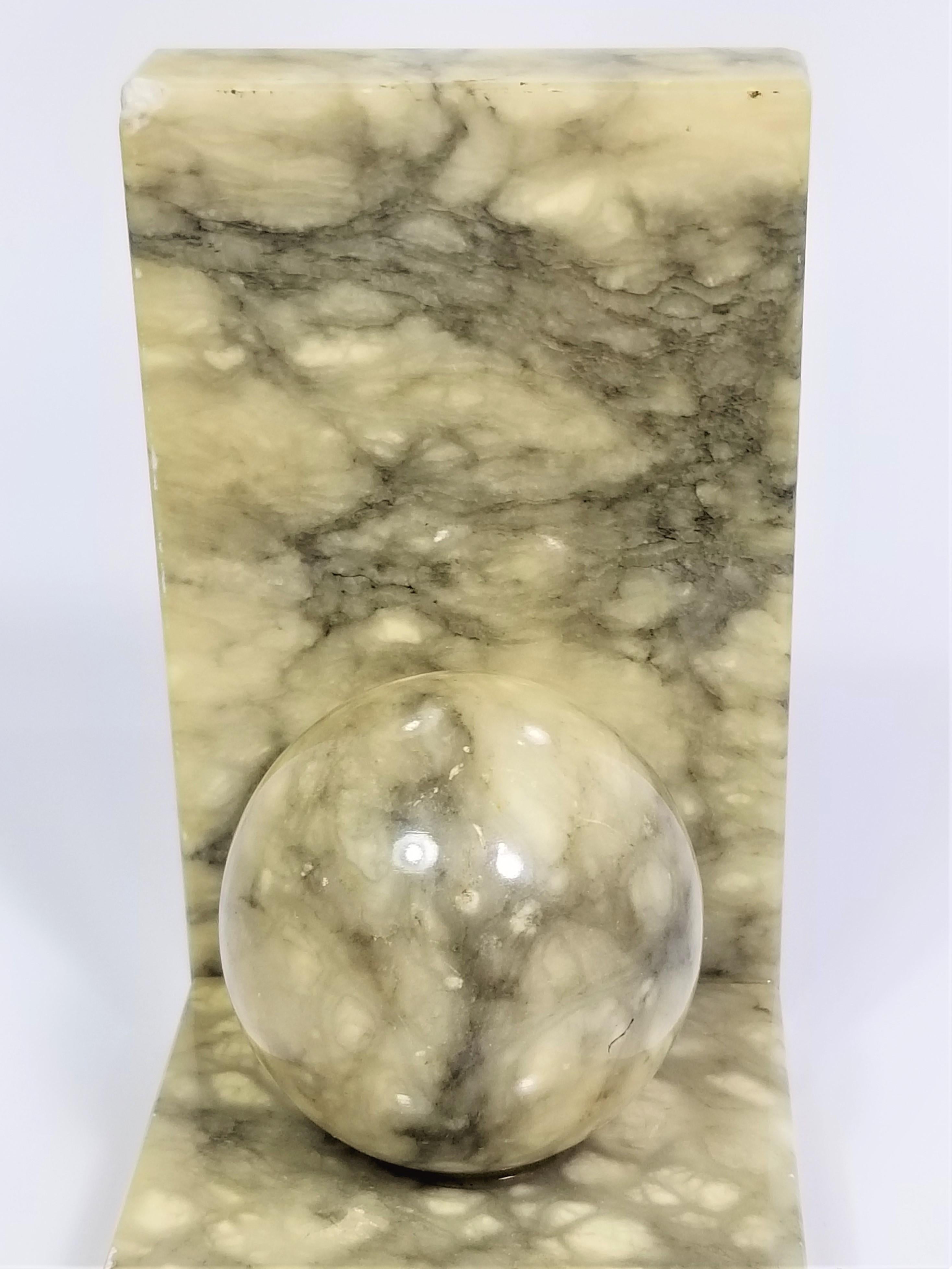 Bookends Vintage Italian Alabaster Marble In Good Condition For Sale In New York, NY