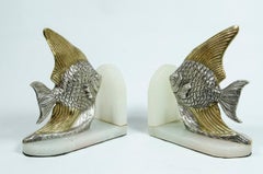 Bookends with art deco fish sculpture 1930