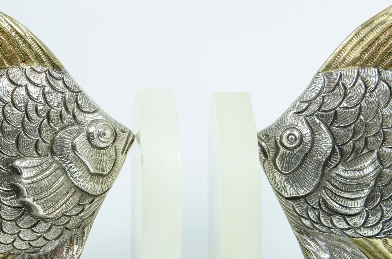 European Bookends with art deco fish sculpture 1930 For Sale