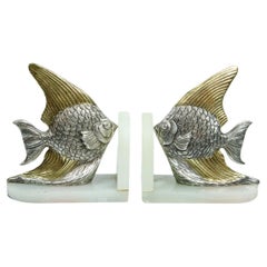 Vintage Bookends with art deco fish sculpture 1930