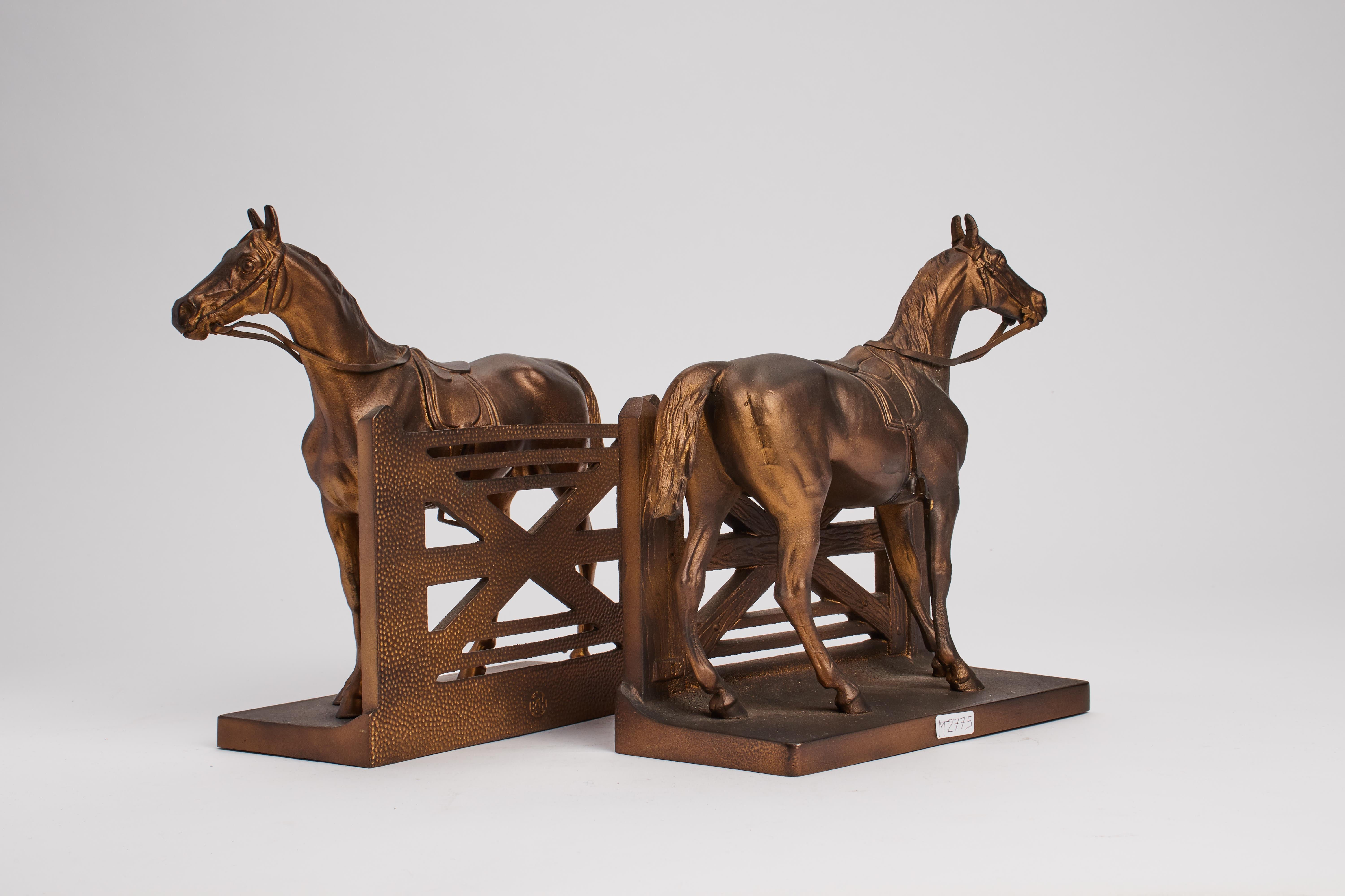 Bookends with horses, USA 1900. In Good Condition For Sale In Milan, IT