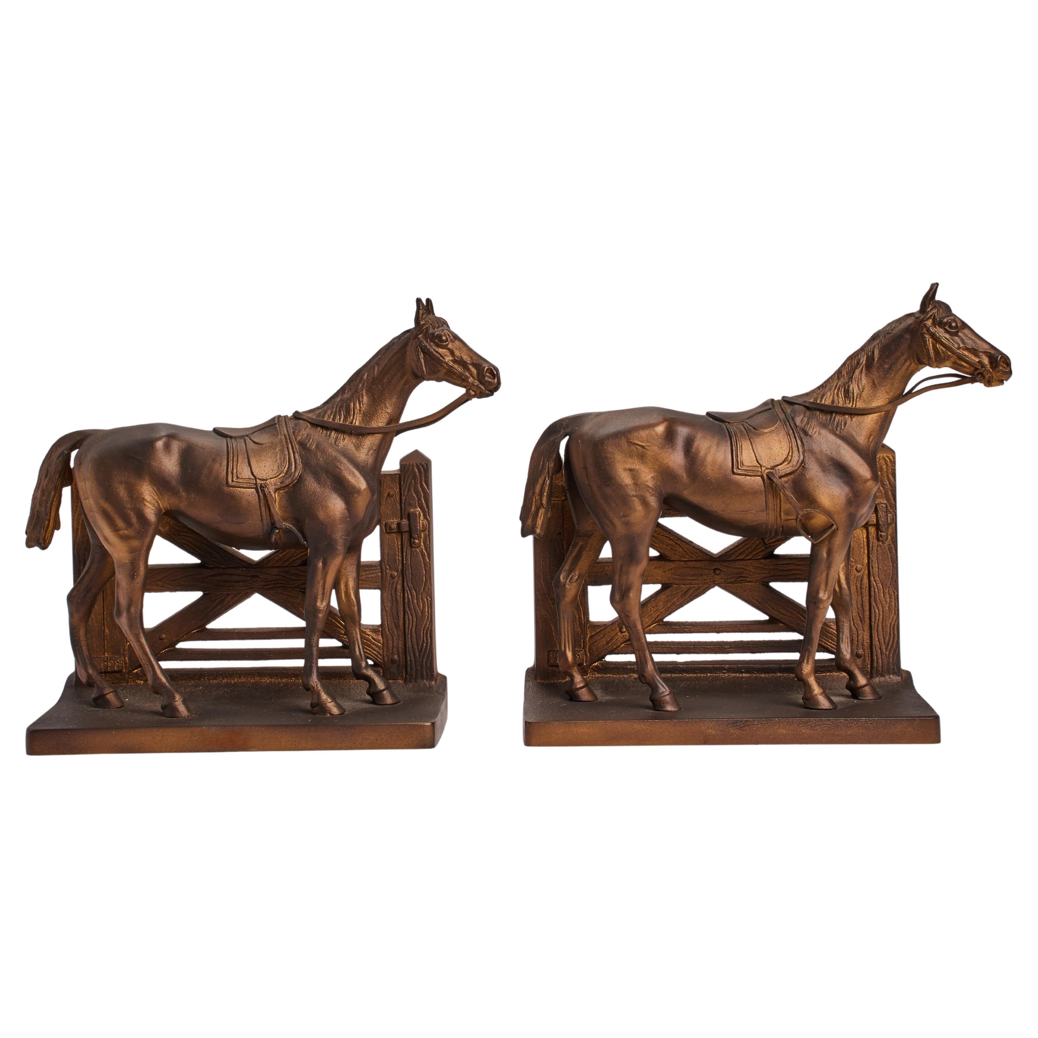 Bookends with horses, USA 1900. For Sale