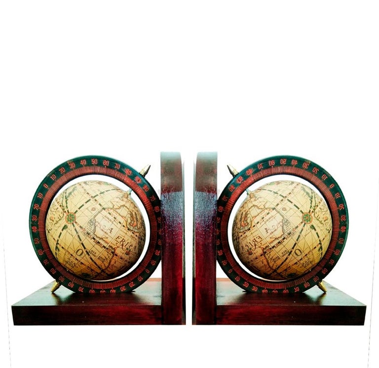 Bookends World Globe Mid-Century For Sale at 1stDibs