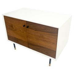 Bookmached Walnut Double Doors White Lacquer Compact 28" Tall Credenza MINT