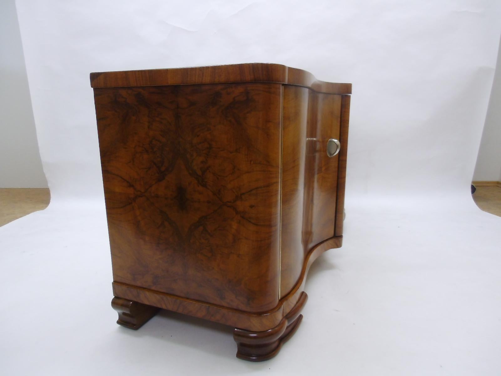 French Bookmatched Burl Art Deco Commode or Small Sideboard For Sale