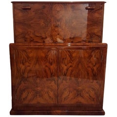 Bookmatched Burl Elm Cocktail Cabinet or Dry Bar Sycamore Inside Art Deco Bookmatched Burl Elm Cocktail Cabinet or Dry Bar Sycamore Inside Art Deco