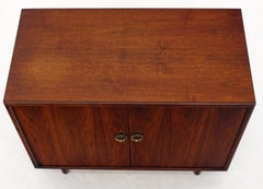 Bookmatched Front Walnut Veneer Brass Hardware Small Two-Door Credenza Cabinet