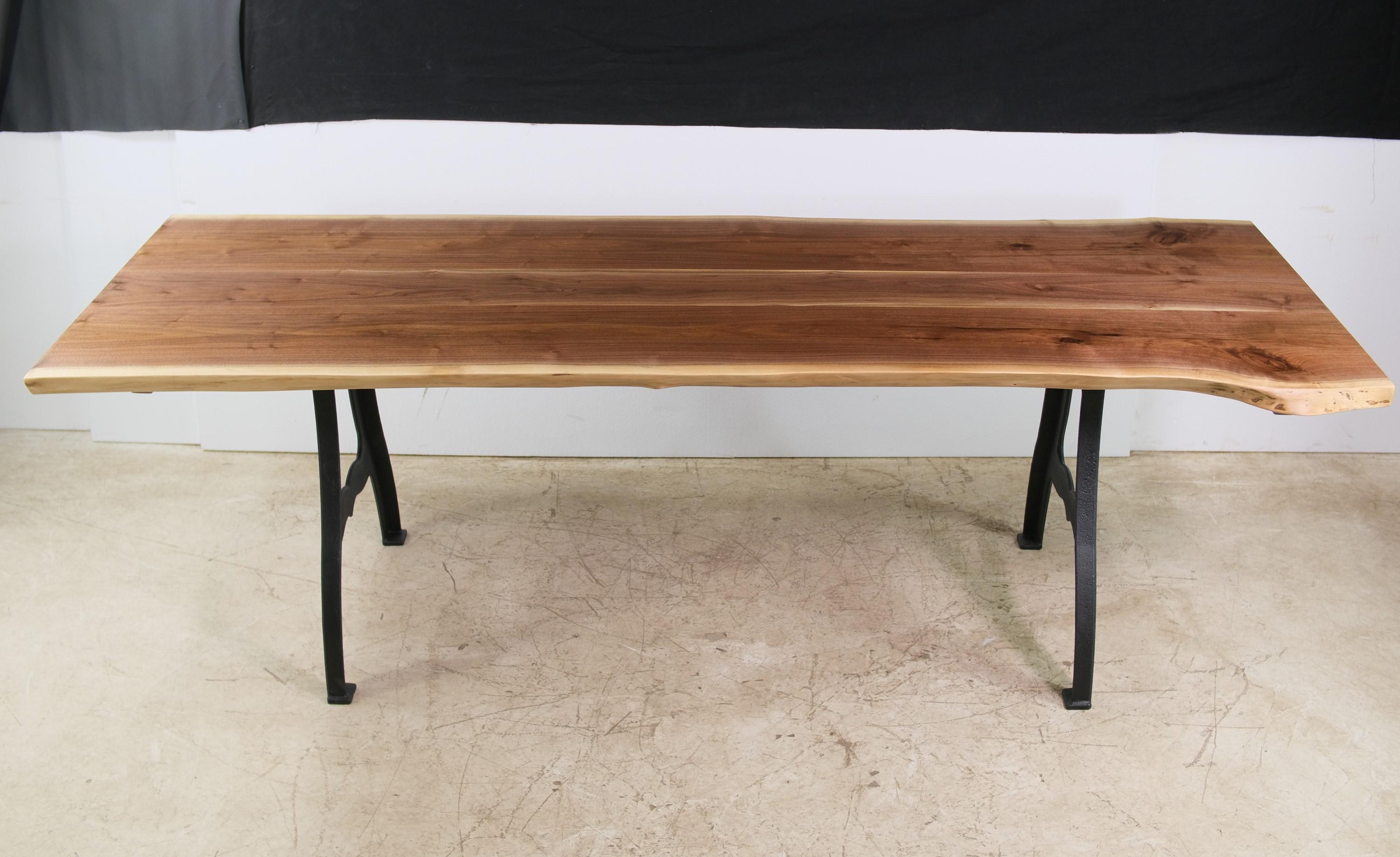 Iron Bookmatched Live Edge Walnut Table Industrial New York Legs