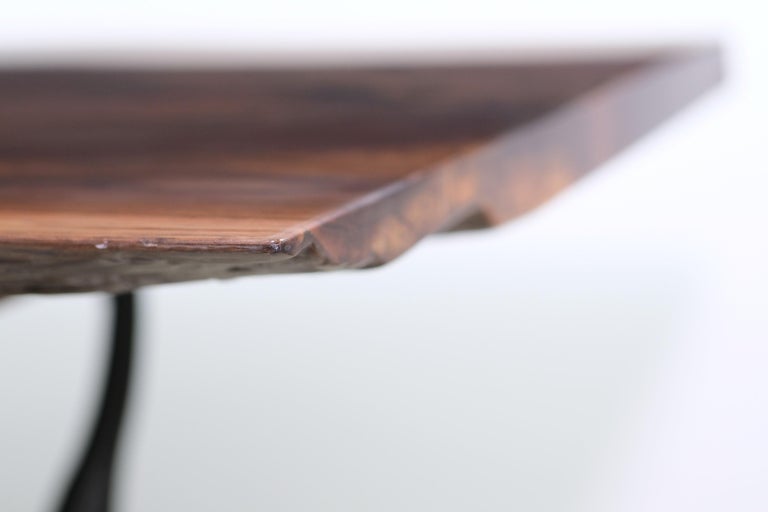 Bookmatched Live Edge Walnut Table Legs Industrial Cast Iron For Sale