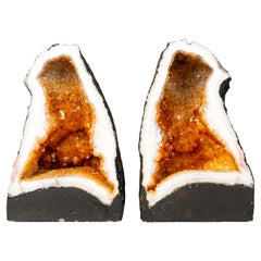 Bookmatched Pair of Citrine Geode Cathedrals