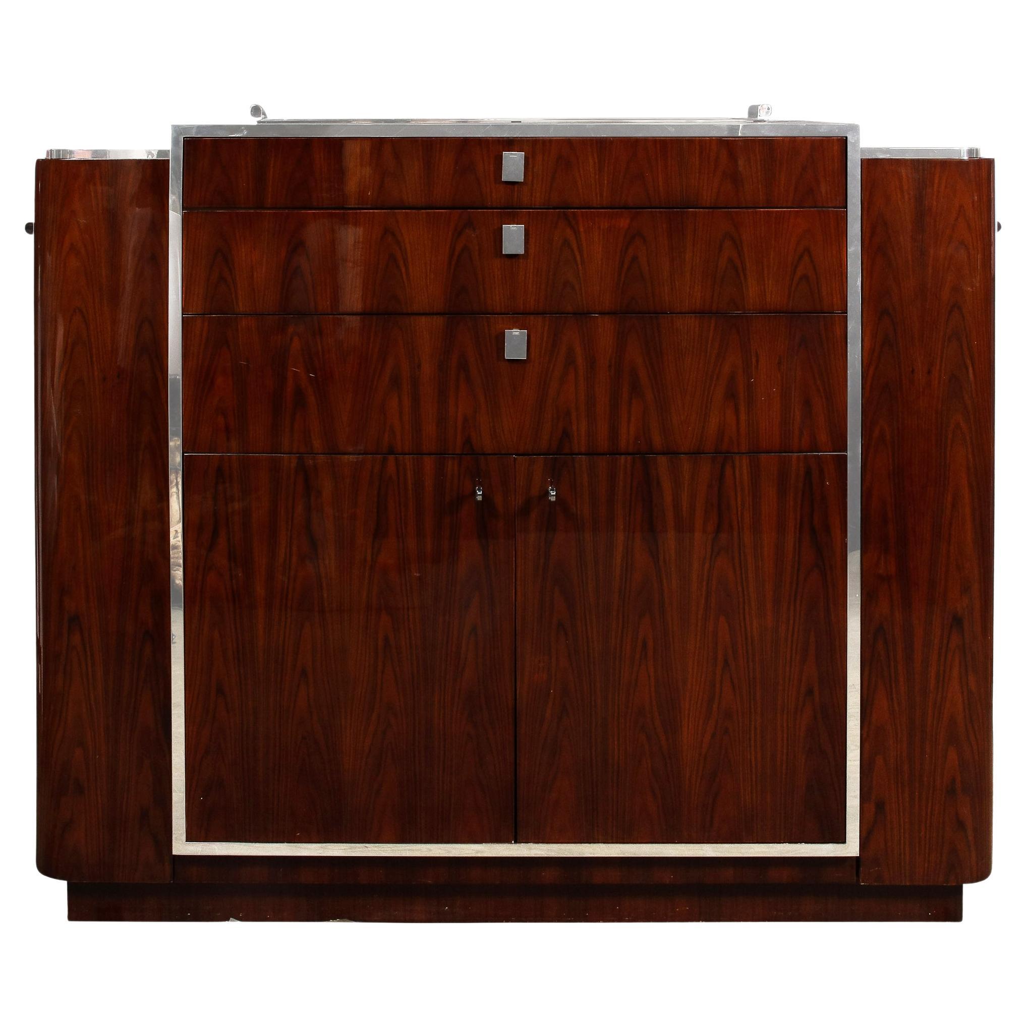 Bookmatched Santos Rosewood & Nickeled Bronze Duke Bar Cabinet by Ralph Lauren