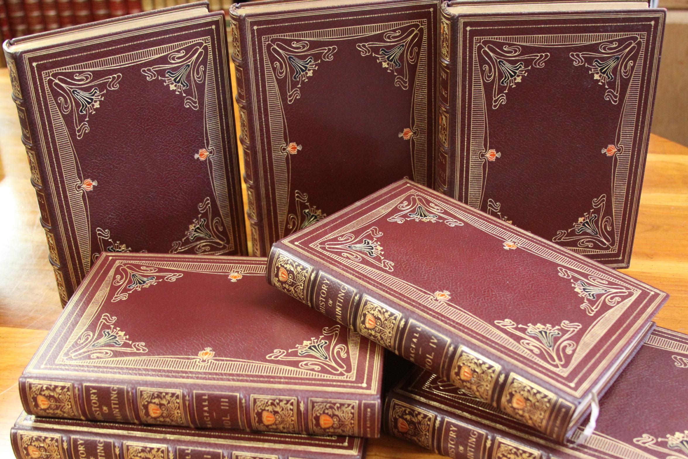 Books, a History of Painting, Antique Leather-Bound Collections 10