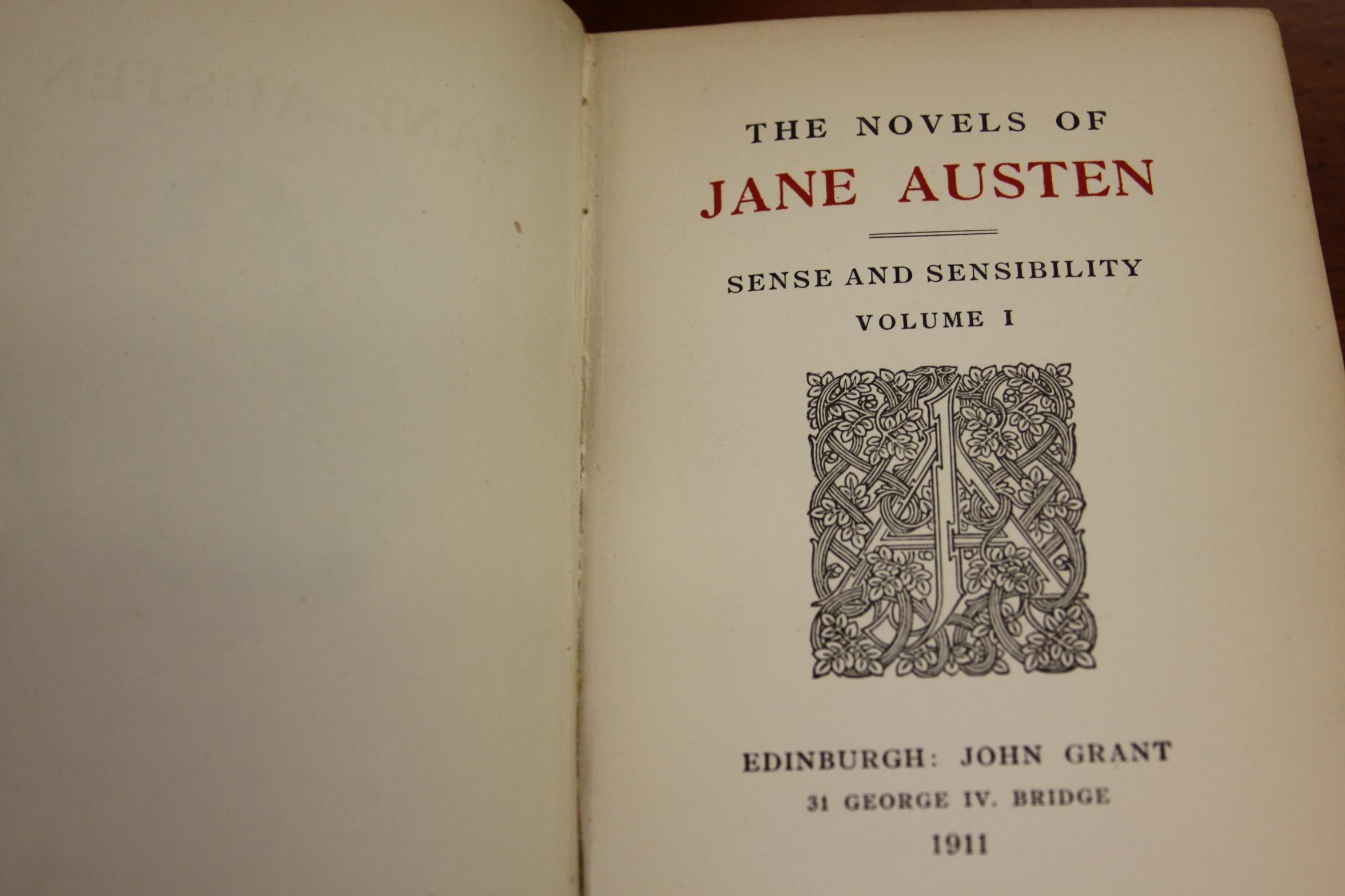 Books, Jane Austen Novels, the Complete Works, Antique Leatherbound 1