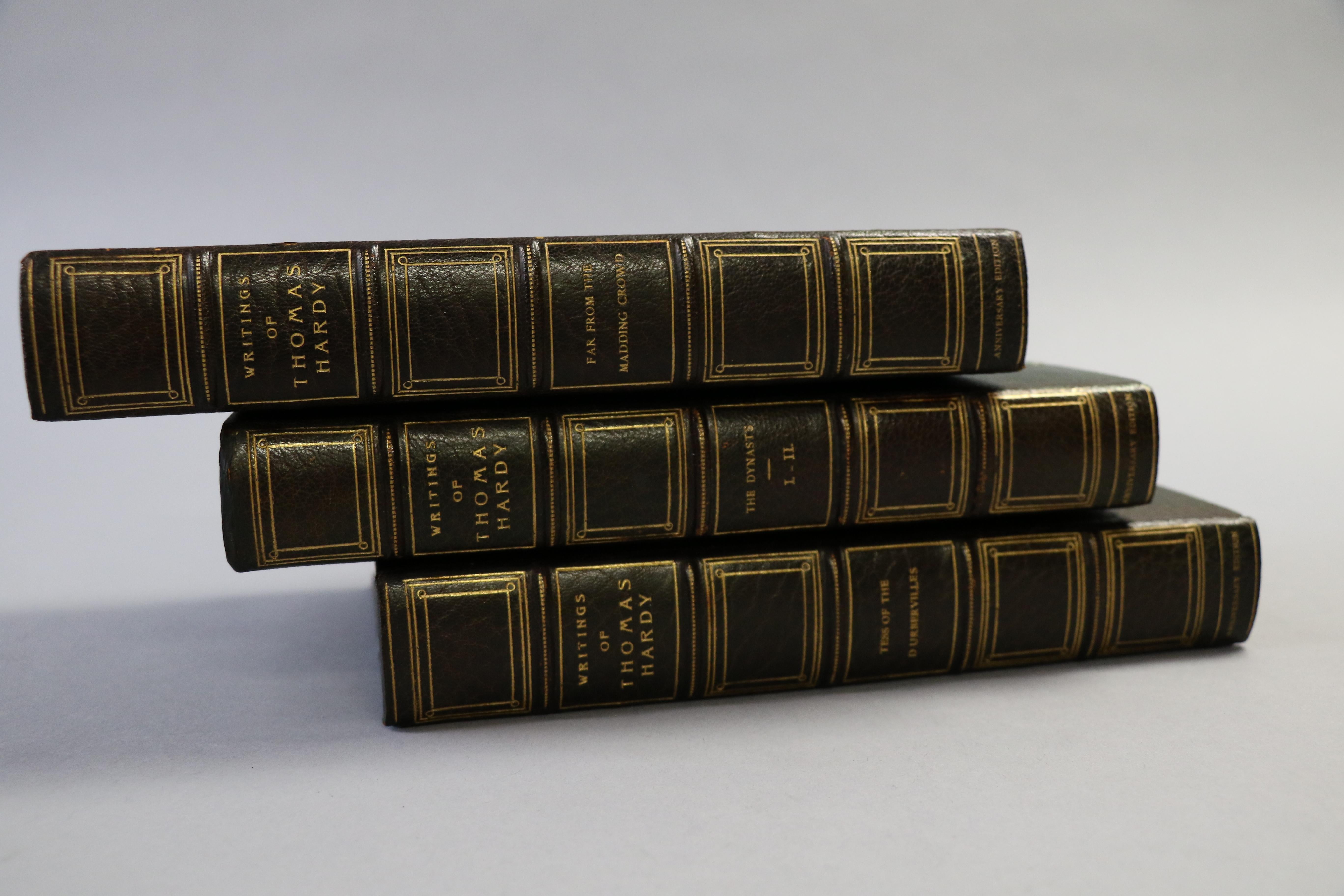 21 volume Anniversary Edition. Bound in 3/4 green Morocco with top edges gilt, raised bands, and gilt panels. Published in New York by Harper and Brothers; ND, circa 1900s.