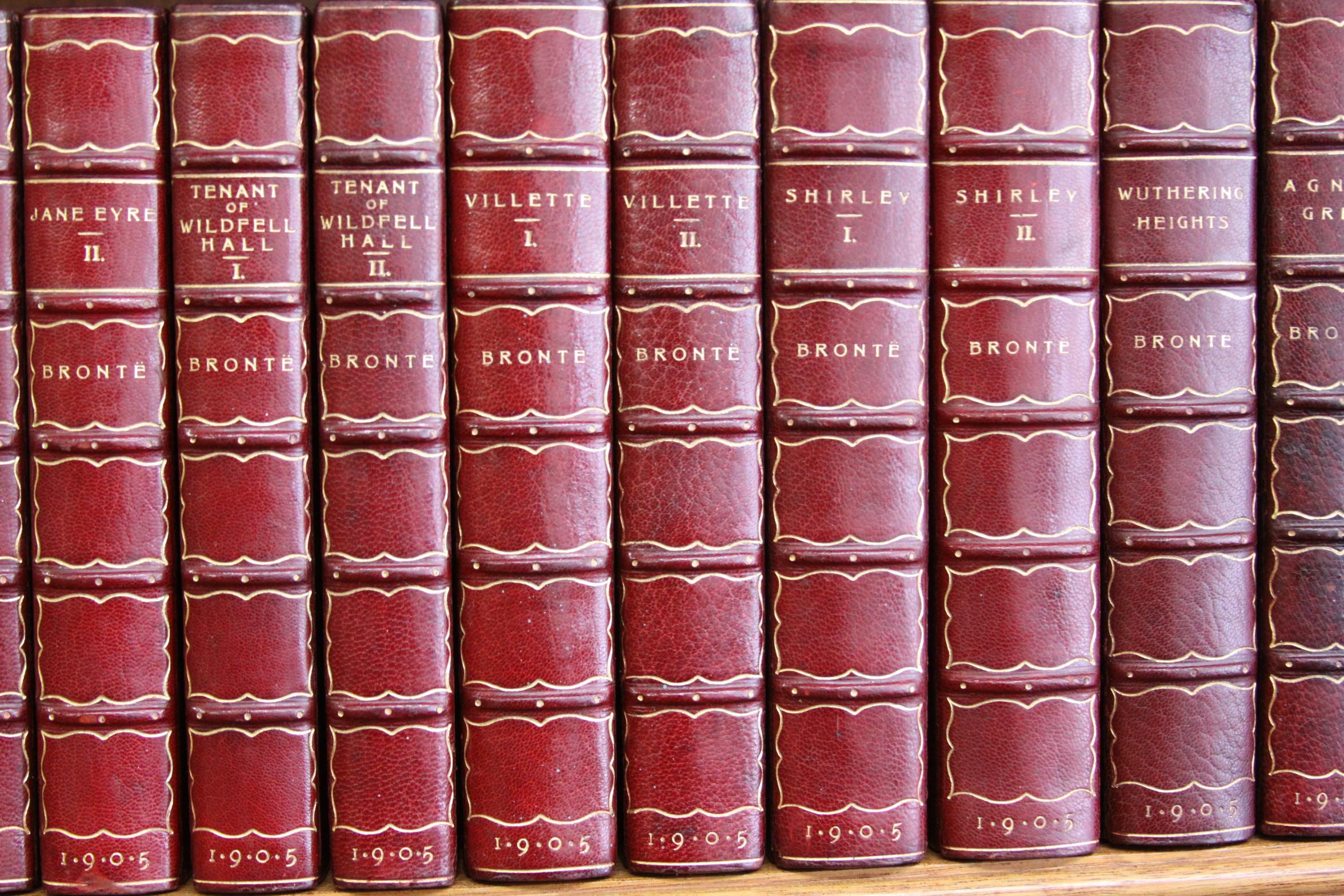 Books. Collection Leather Bound Antiques Books.  The Novels of the Bronte Sister In Excellent Condition In New York, NY