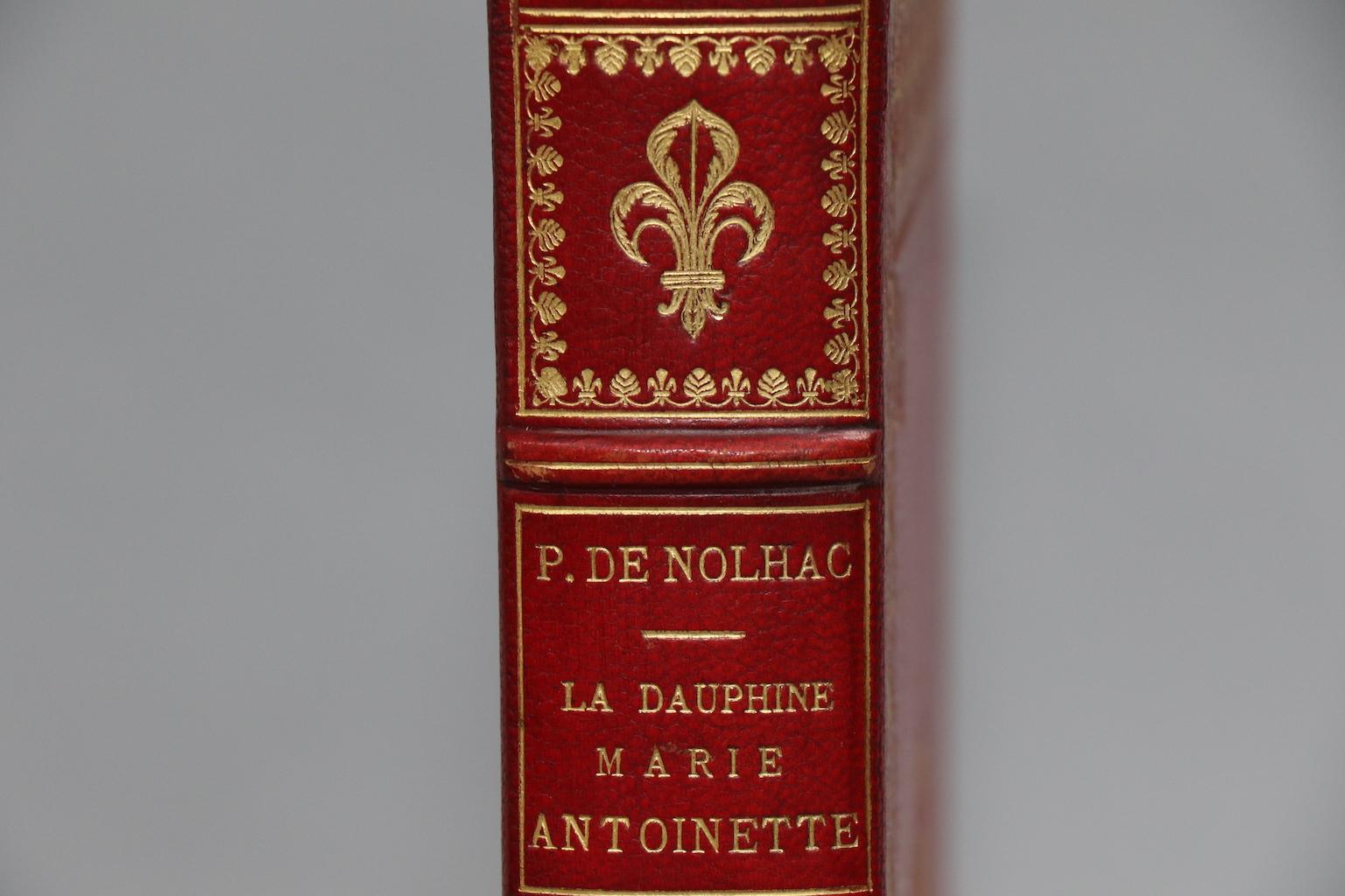 First Edition. Leatherbound. 1 volume. Quarto. Limited to 1000 copies printed on papier vèlin des manufactures du Marais, this is #172. Bound in full red morocco, sides with wide gilt borders nd fleur-de-lys cornerpieces, gilt arms of
